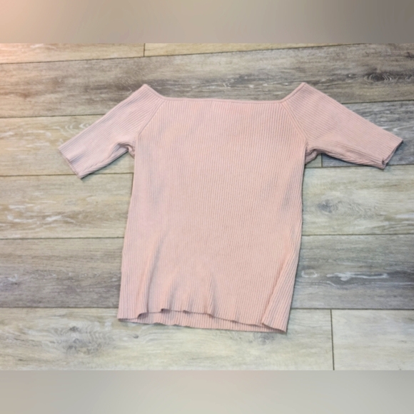 H&M Soft Pink Off-Shoulder 3/4 Sleeve Sweater Top Size Xxlarge - Picture 1 of 5